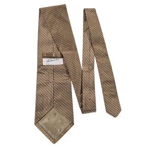 Dion Signature Silk Mens Jacquard Necktie Luxury Geometric Pattern Gold Black